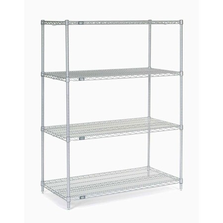 Nexel 5 Tier Stainless Steel Wire Shelving Starter Unit, 48W x 18D x 63H 18486S5